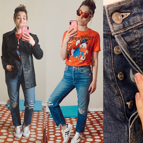 Mother Superior The Tomcat Jeans Pray for Hidden Gems Denim Straight Distressed - Picture 3 of 17